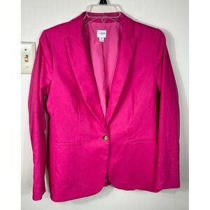 J.Crew Holland Blazer Women 6 Pink Linen Blend One Button AL222 Professional